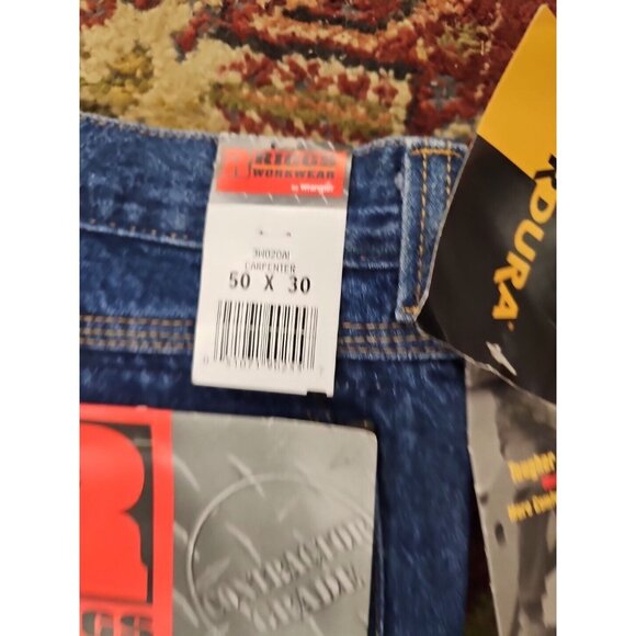 Wrangler Riggs Workwear Carpenter Jeans Relaxed Fit Mens 50 x 30 Work Denim - Picture 5 of 8
